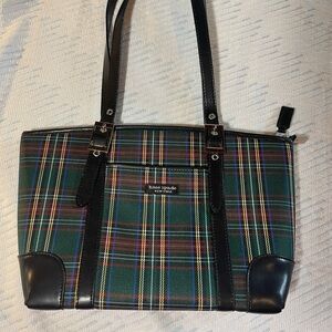 Kate Spade Handbag in Navy and Green Plaid.